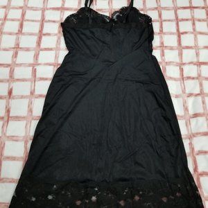 Vintage Black Charmode Full Lacy Nylon Slip - Size 38